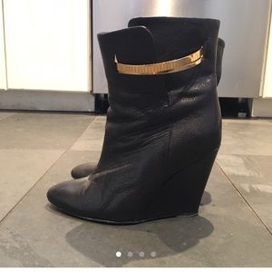 Iro black leather wedges size 36